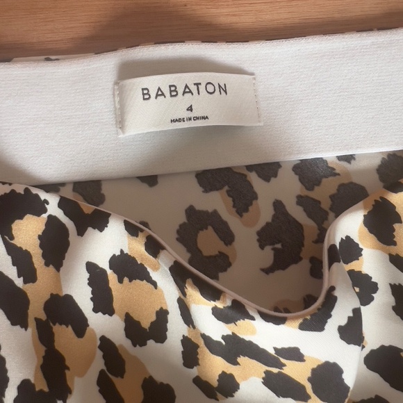 Babaton leopard print slip on midi skirt size 4 animal slinky aline lightweight - Picture 4 of 4